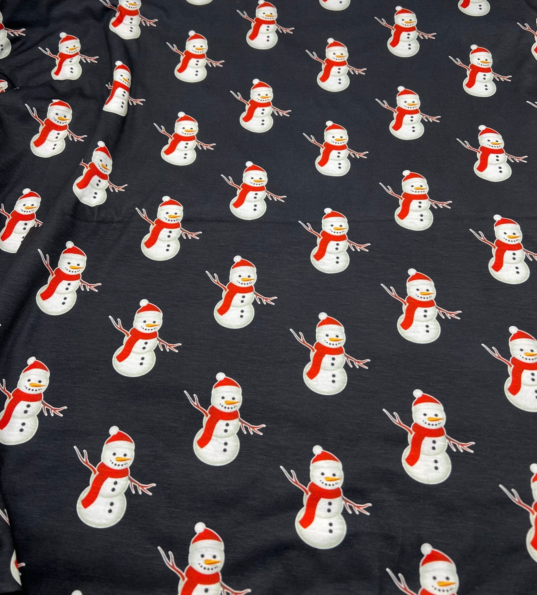 Snowman Print Soft Spun Poly Stretch Fabric - T9 Fabrics